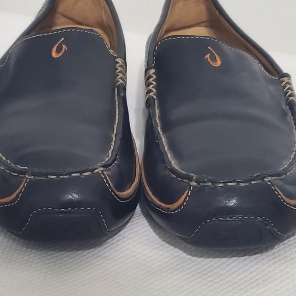 OlyKai Lokahi Driving Moccasin Loafers Black Leather Slip On Men's   10 - Picture 2 of 9